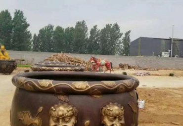企业水缸景观铜雕