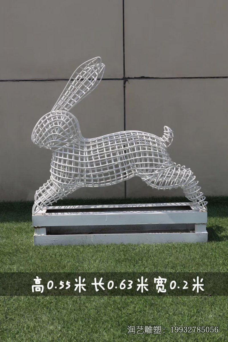 商业街不锈钢兔子雕塑 商业街不锈钢兔子雕塑