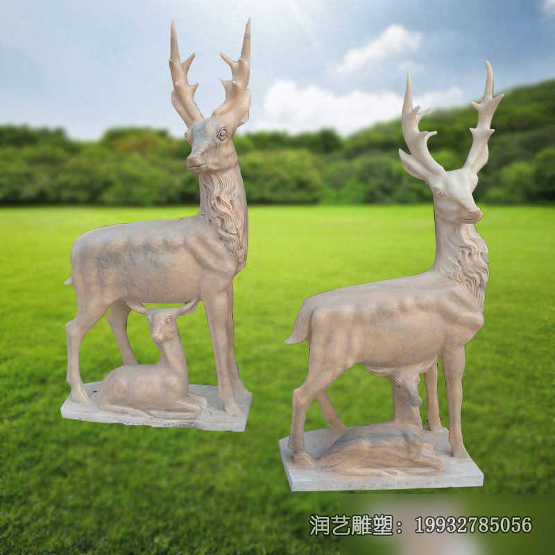 景区鹿动物石雕 景区鹿动物石雕