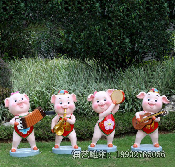 景区玻璃钢猪卡通雕塑 景区玻璃钢猪卡通雕塑
