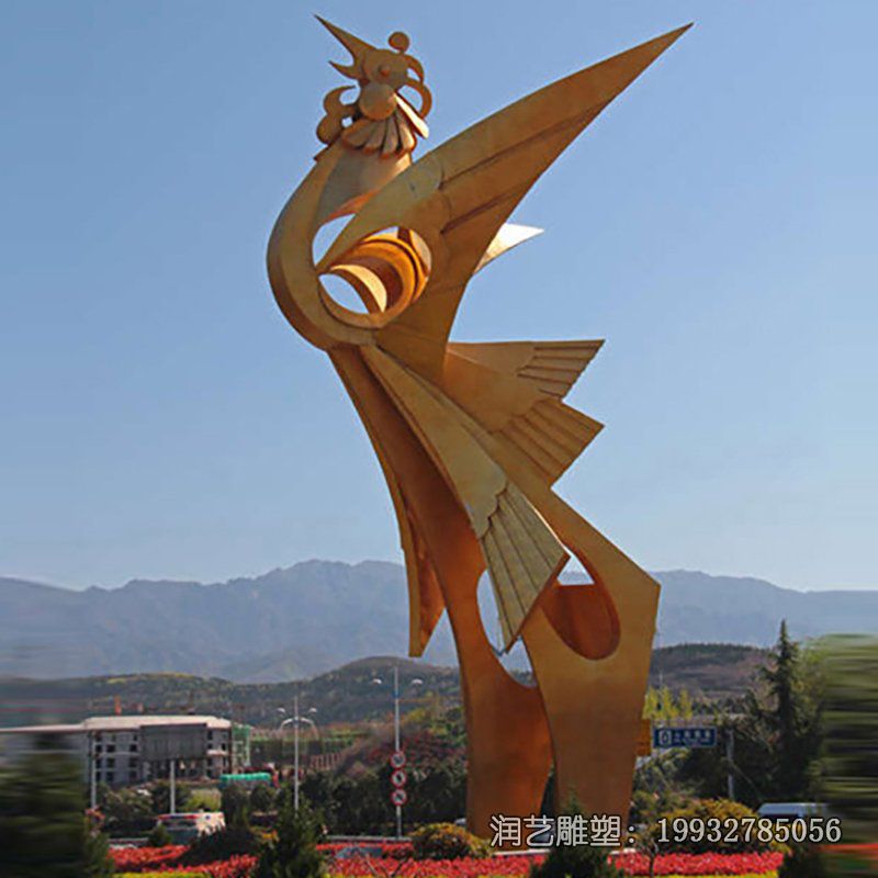 广场不锈钢凤凰动物雕塑 广场不锈钢凤凰动物雕塑