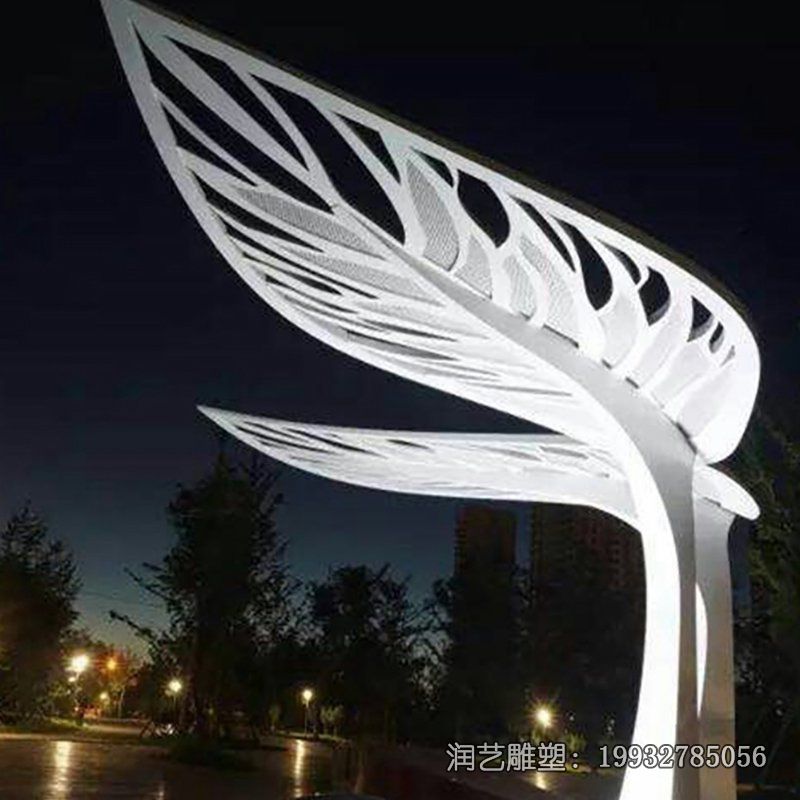 商业街不锈钢树叶景观雕塑 商业街不锈钢树叶景观雕塑
