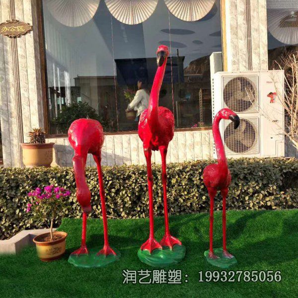 草坪玻璃钢火烈鸟雕塑 草坪玻璃钢火烈鸟雕塑