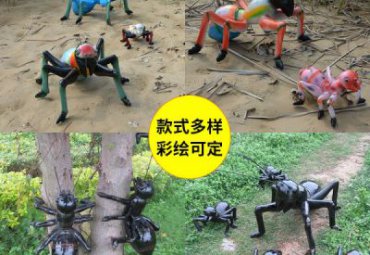 城市玻璃钢彩绘蚂蚁动物雕塑