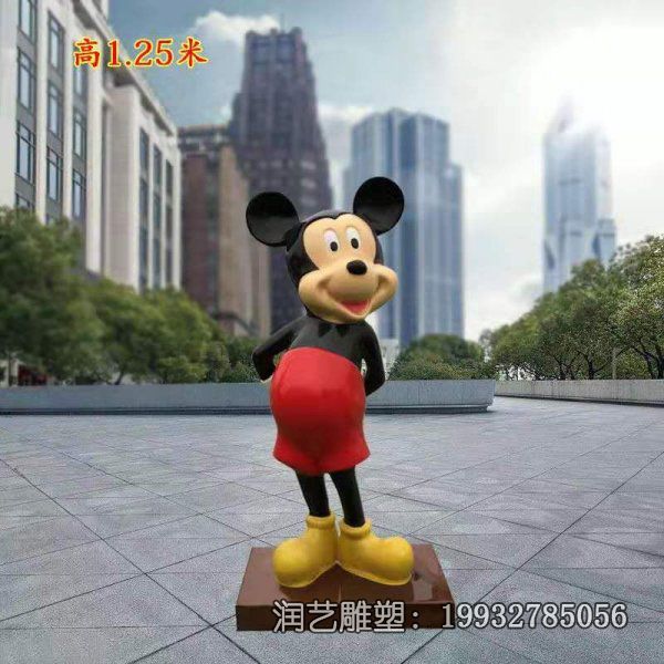 游乐场玻璃钢米奇老鼠雕塑 游乐场玻璃钢米奇老鼠雕塑
