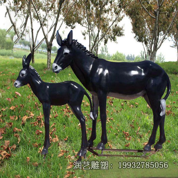 景区玻璃钢驴动物雕塑 景区玻璃钢驴动物雕塑