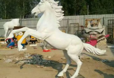 商业街汉白玉马石雕