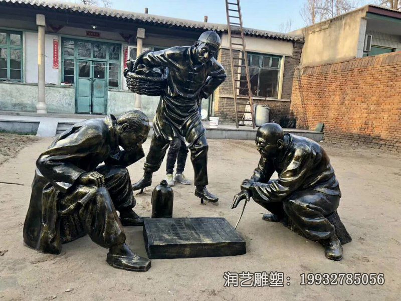 商业街下棋人物铜雕 商业街下棋人物铜雕