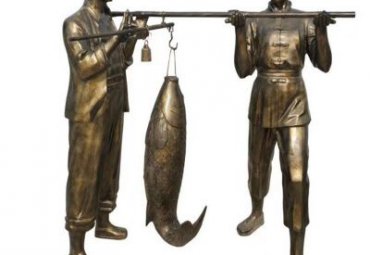 小区卖鱼鱼文化人物铜雕