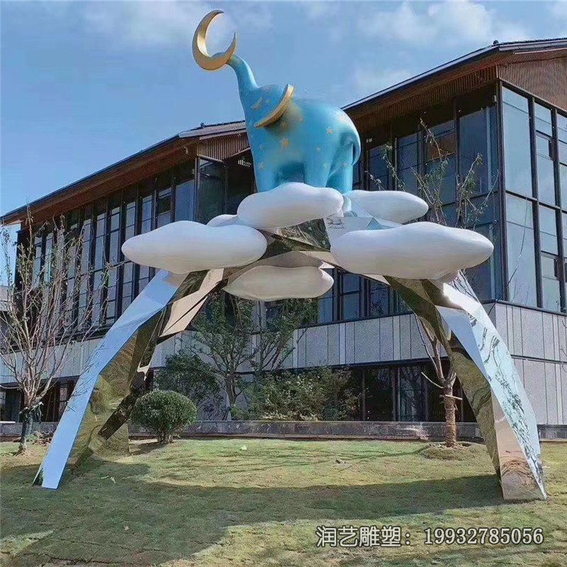 广场不锈钢大象拱门雕塑 广场不锈钢大象拱门雕塑