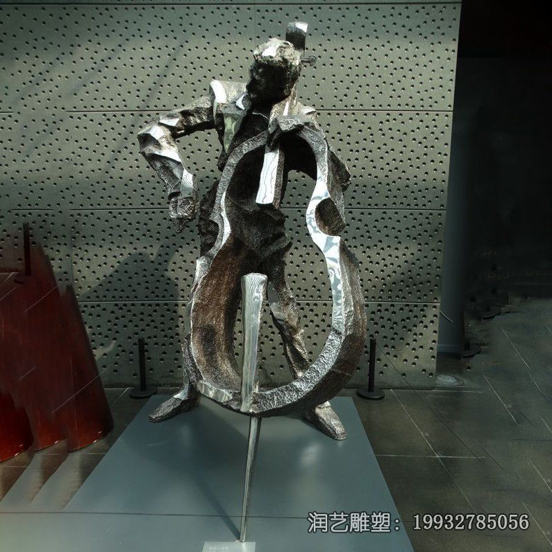 公园不锈钢大提琴景观雕塑 公园不锈钢大提琴景观雕塑