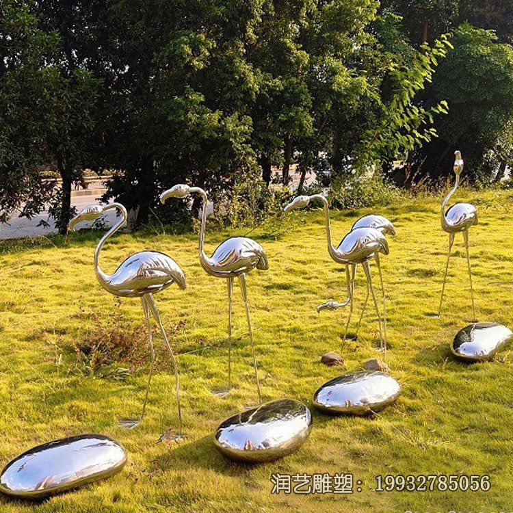 城市不锈钢火烈鸟动物雕塑 城市不锈钢火烈鸟动物雕塑