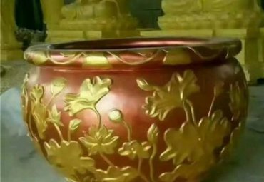 广场荷花雕刻水缸铜雕