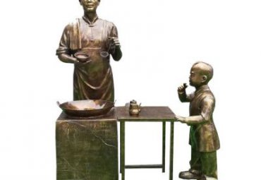 公园吃小吃小品人物铜雕