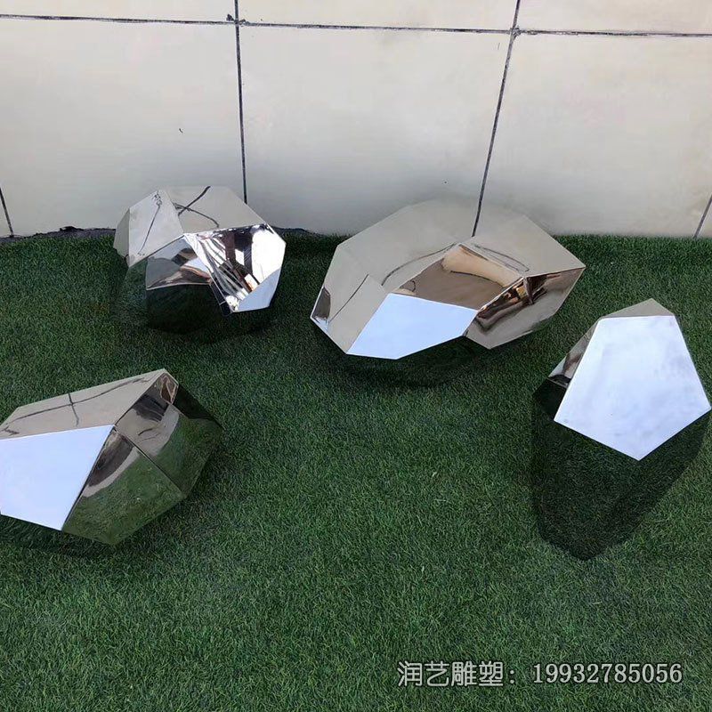 城市不锈钢石头景观雕塑 城市不锈钢石头景观雕塑
