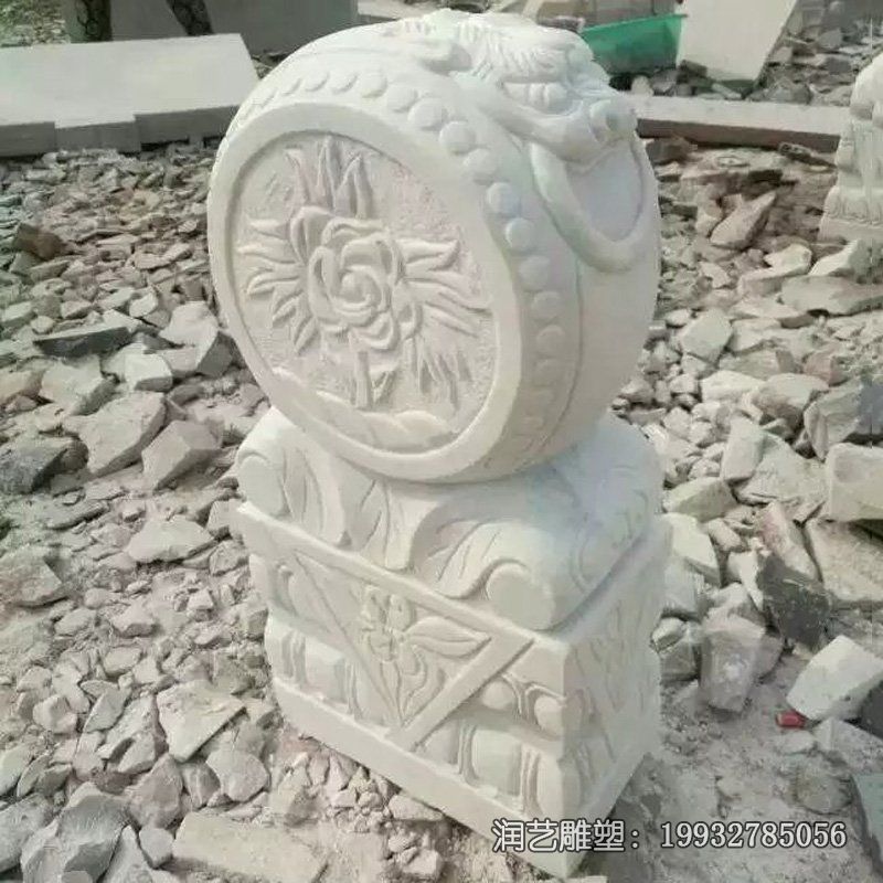 学校汉白玉抱鼓石景观石雕 学校汉白玉抱鼓石景观石雕