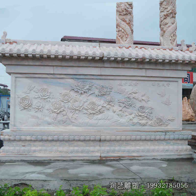 小区国色天香影壁景观石雕 小区国色天香影壁景观石雕