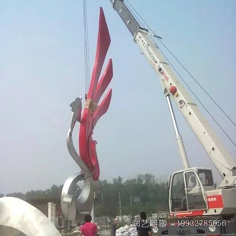 企业不锈钢凤凰动物雕塑 企业不锈钢凤凰动物雕塑