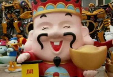 城市玻璃钢财神卡通雕塑