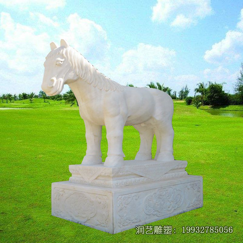 商场汉白玉马石雕 商场汉白玉马石雕