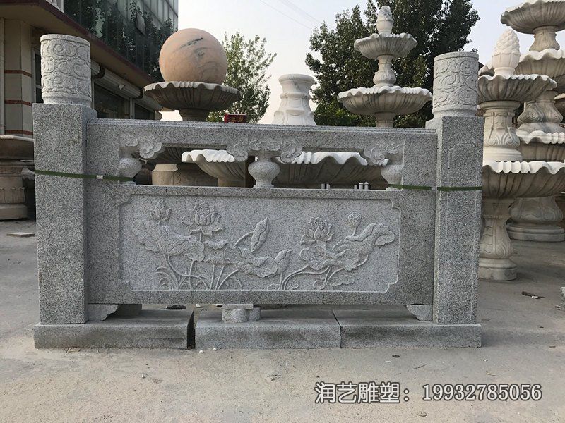 企业荷花栏板景观石雕 企业荷花栏板景观石雕