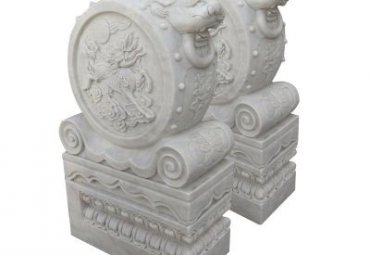小区狮子头抱鼓石景观石雕
