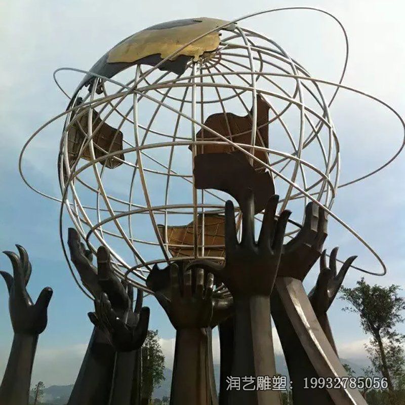 商场不锈钢地球仪雕塑 商场不锈钢地球仪雕塑