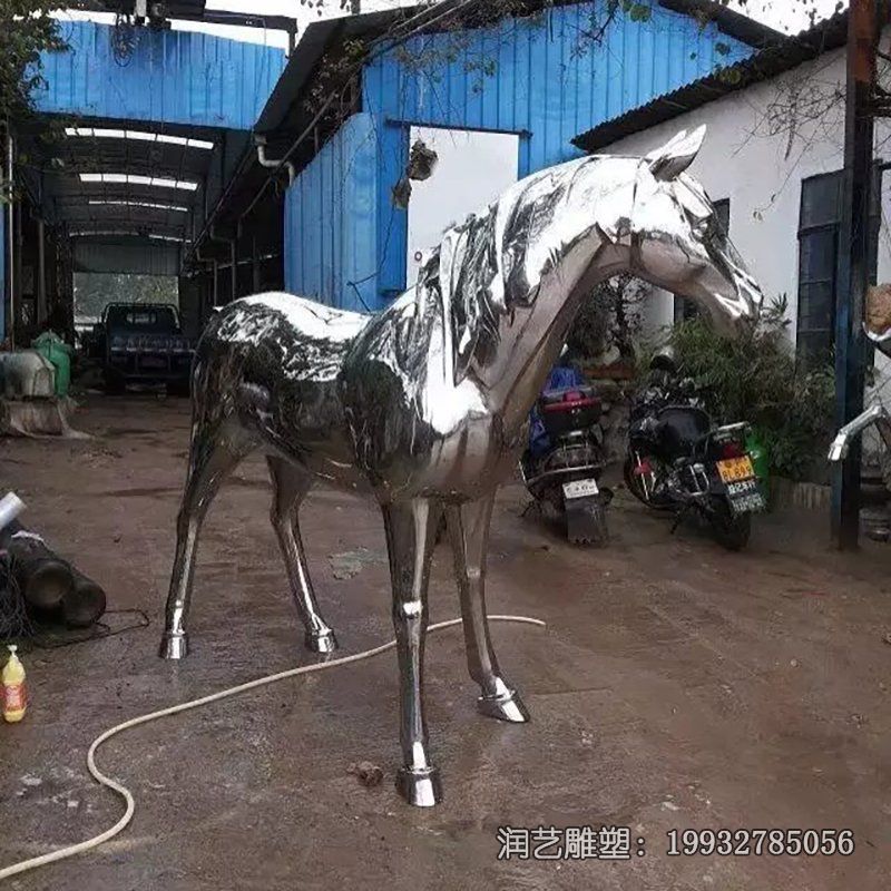 酒店不锈钢马动物雕塑 酒店不锈钢马动物雕塑