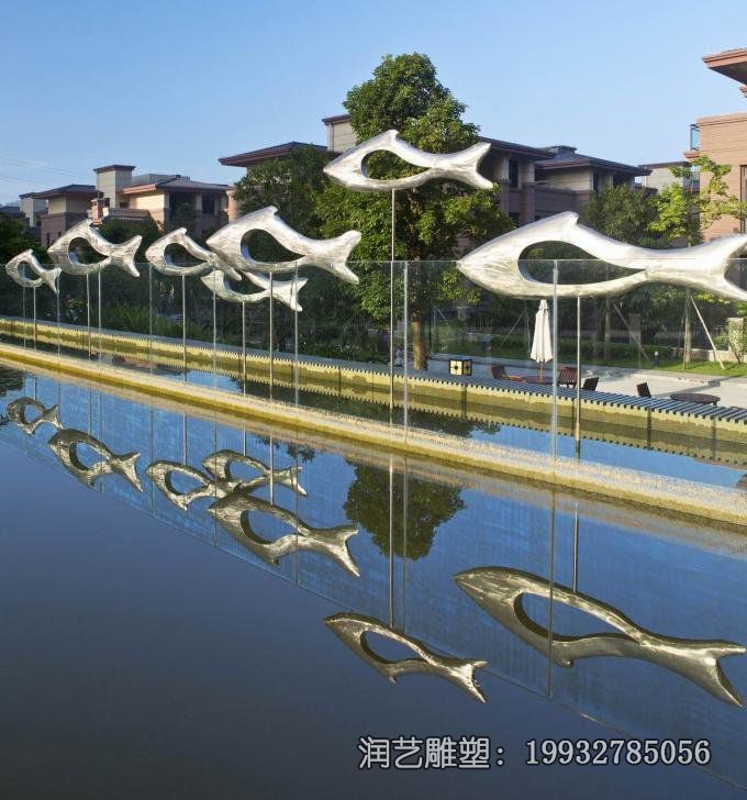 企业不锈钢抽象鱼动物雕塑 企业不锈钢抽象鱼动物雕塑