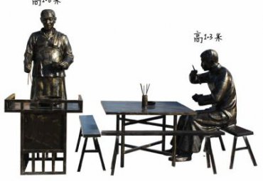 商业街吃面小品铜雕