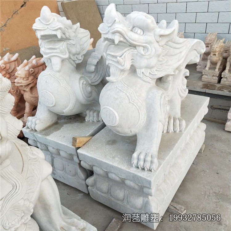 景区汉白玉招财貔貅动物石雕 景区汉白玉招财貔貅动物石雕