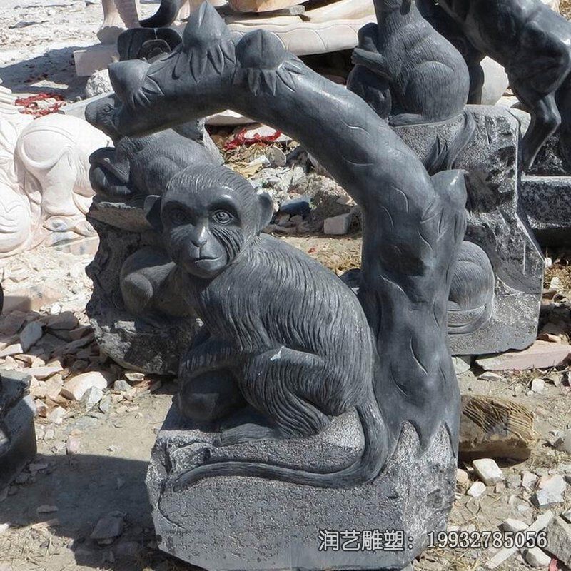 商业街十二生肖猴动物石雕 商业街十二生肖猴动物石雕