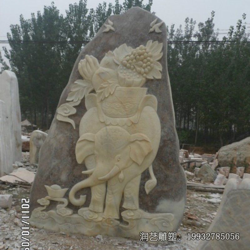 学校大象浮雕景观石雕 学校大象浮雕景观石雕