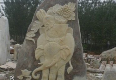 学校大象浮雕景观石雕