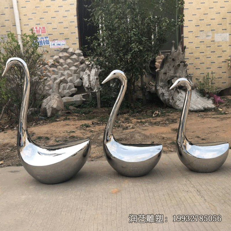 草坪不锈钢天鹅雕塑 草坪不锈钢天鹅雕塑