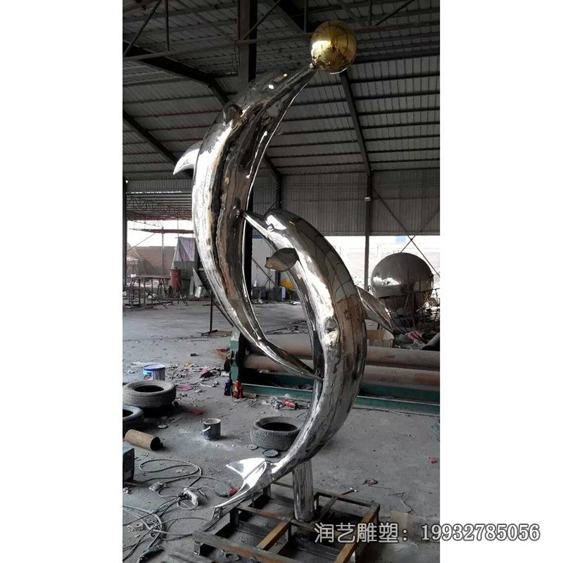 景区不锈钢海豚动物雕塑 景区不锈钢海豚动物雕塑