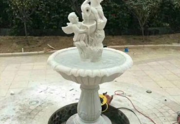 小区小天使喷泉景观石雕