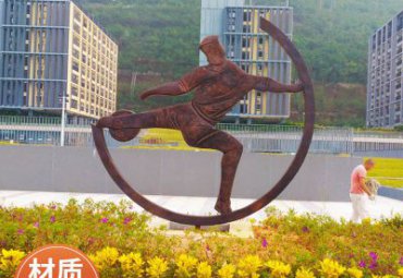 学校踢球校园人物铜雕