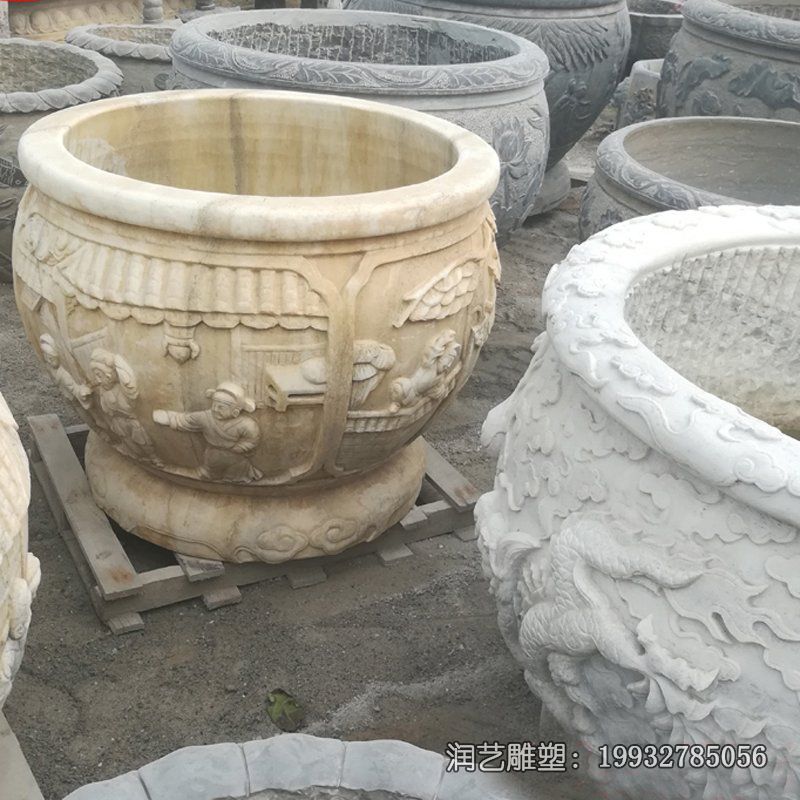 公园大理石水缸景观石雕 公园大理石水缸景观石雕
