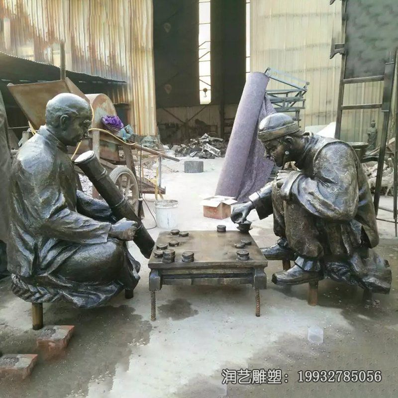 商场下棋人物铜雕 商场下棋人物铜雕