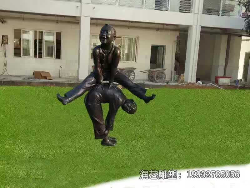 企业儿童跳马人物铜雕 企业儿童跳马人物铜雕
