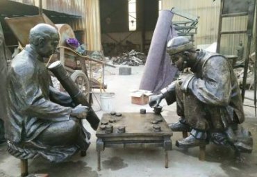 商场下棋人物铜雕
