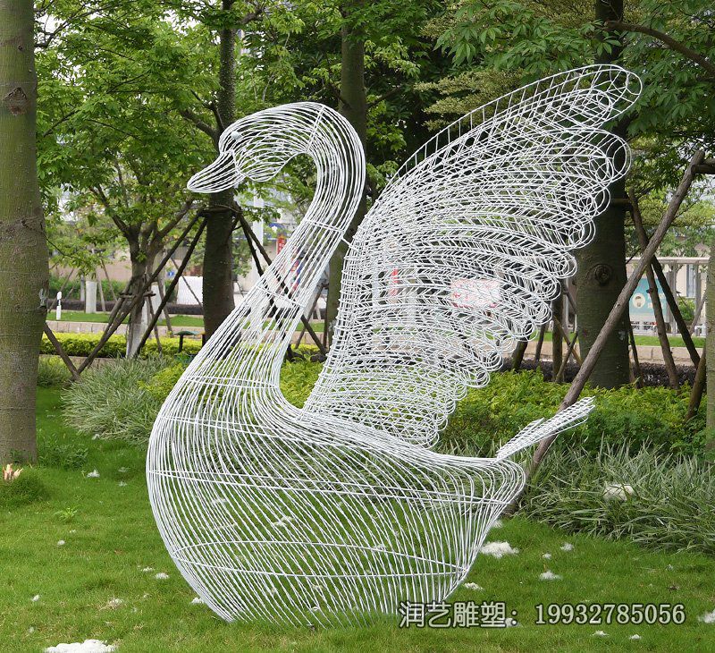 企业不锈钢镂空天鹅动物雕塑 企业不锈钢镂空天鹅动物雕塑