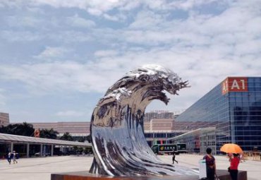 学校不锈钢海浪景观雕塑