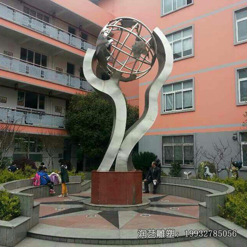 企业不锈钢地球仪景观雕塑 企业不锈钢地球仪景观雕塑