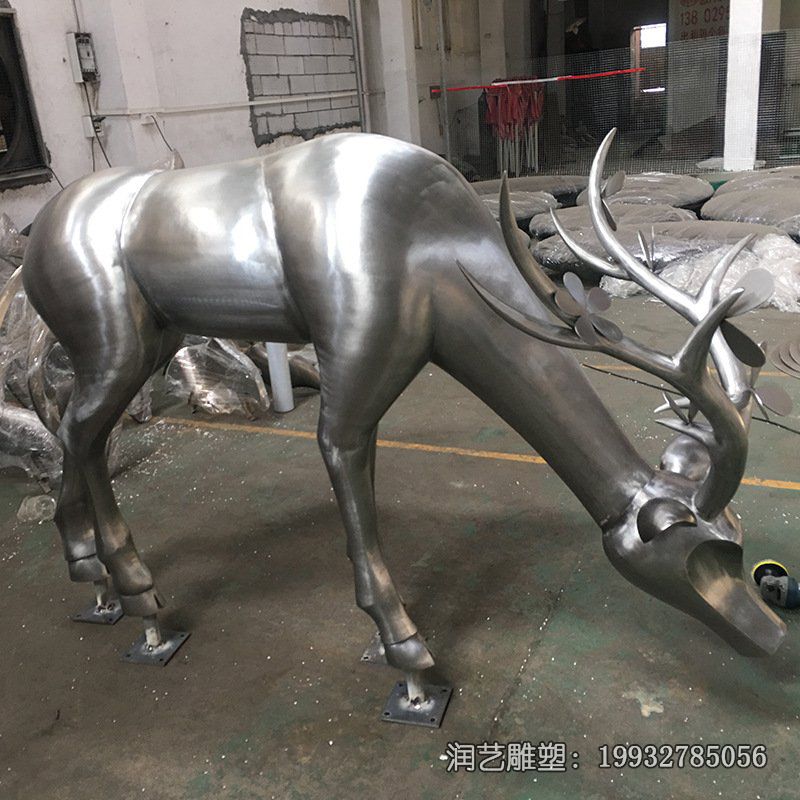 商业街不锈钢鹿动物雕塑 商业街不锈钢鹿动物雕塑