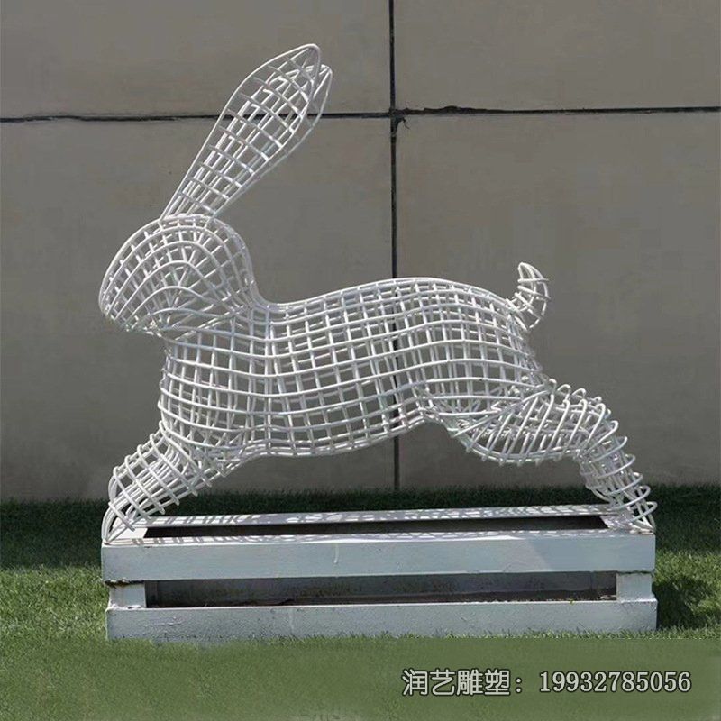 广场不锈钢兔子动物雕塑 广场不锈钢兔子动物雕塑