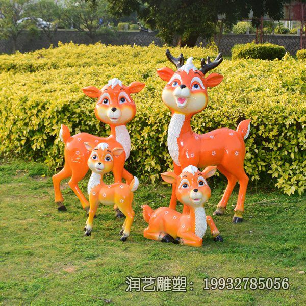 小区玻璃钢梅花鹿动物雕塑 小区玻璃钢梅花鹿动物雕塑