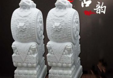 景区汉白玉门墩景观石雕