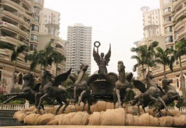 小区六匹飞马阿波罗战车景观铜雕